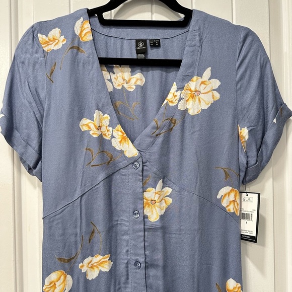 NWT Volcom “Good to be you” Cornflower Blue Floral Maxi Dress - Picture 4 of 9